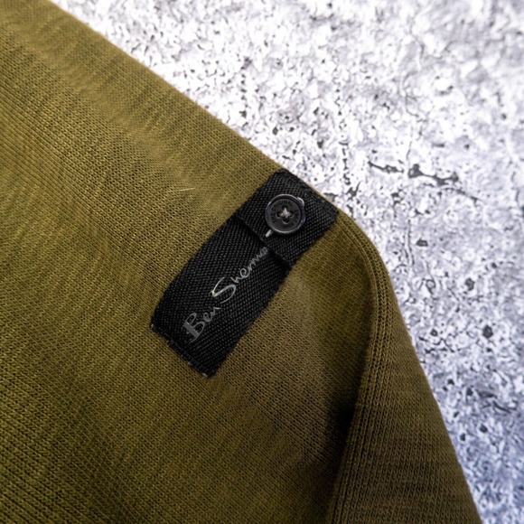 Ben Sherman Mens Jacket Size M Green Knit Nylon & Cotton Bomber Style Jacket - Picture 2 of 14